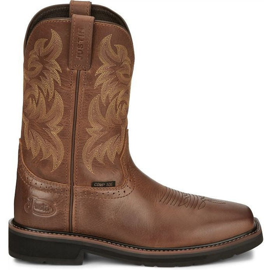 Justin Men's Handler 11" Composite Toe Western Work Boot -Brown- SE4824 8.0 / Medium / Brown - Overlook Boots