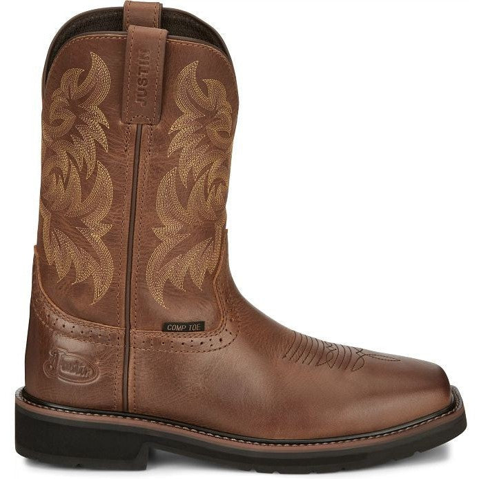 Justin Men's Handler 11" CT Western Work Boot -Brown- SE4824 8 / Medium / Brown - Overlook Boots