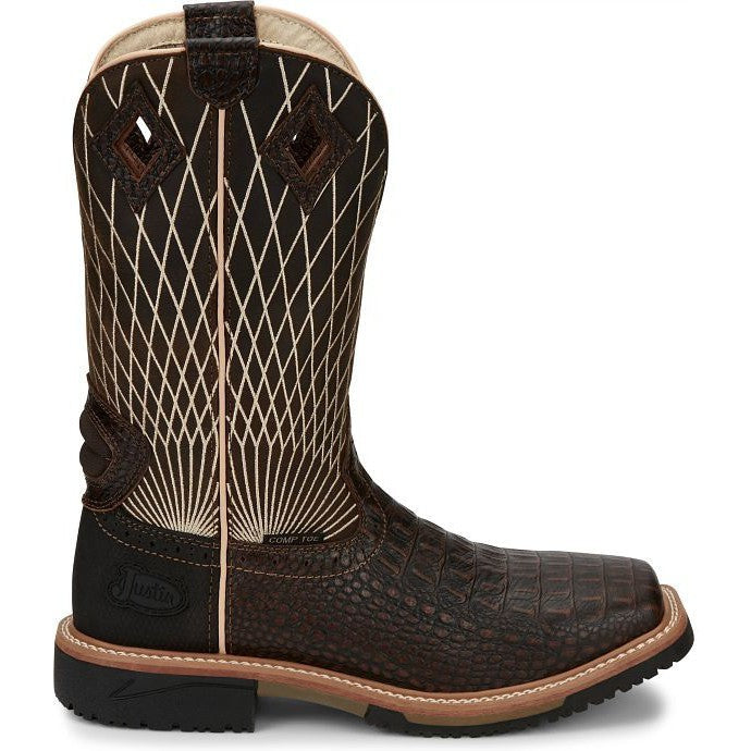 Justin Men's Derrickman 12" CT Western Work Boot -Brown- SE4833 8 / Medium / Brown - Overlook Boots