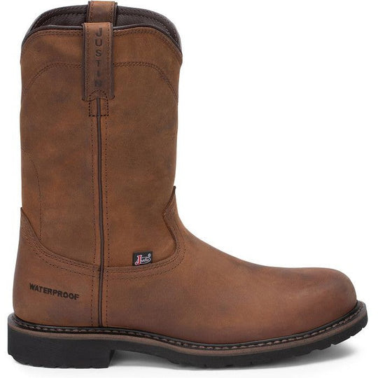 Justin Men's Drywall 10" Steel Toe Waterproof Western Work Boot -Brown- SE4961 7.0 / Medium / Brown - Overlook Boots
