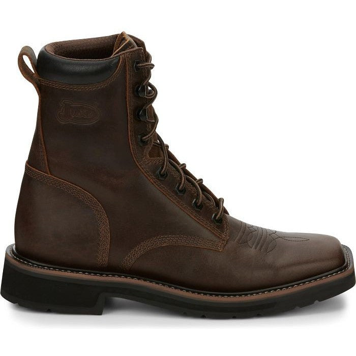 Justin Men's Pulley 8" Lace Western Work Boot -Brown- SE681 8 / Medium / Brown - Overlook Boots