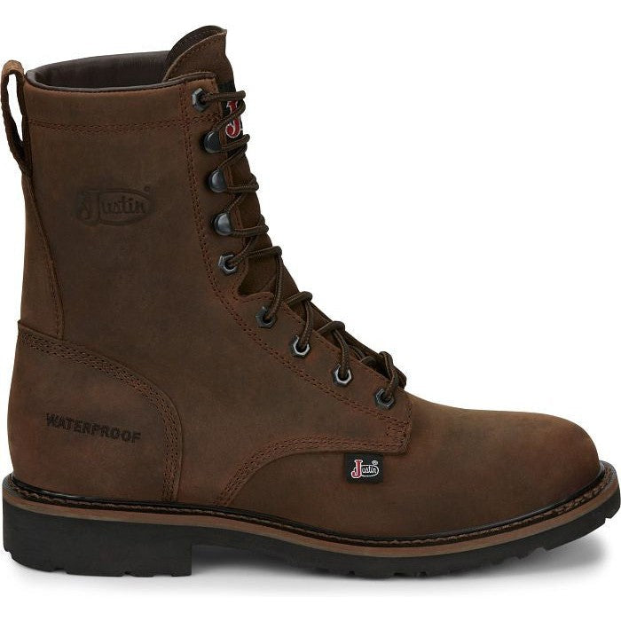 Justin Men's Drywall 8" Waterproof Western Work Boot -Brown- SE960 8 / Medium / Brown - Overlook Boots