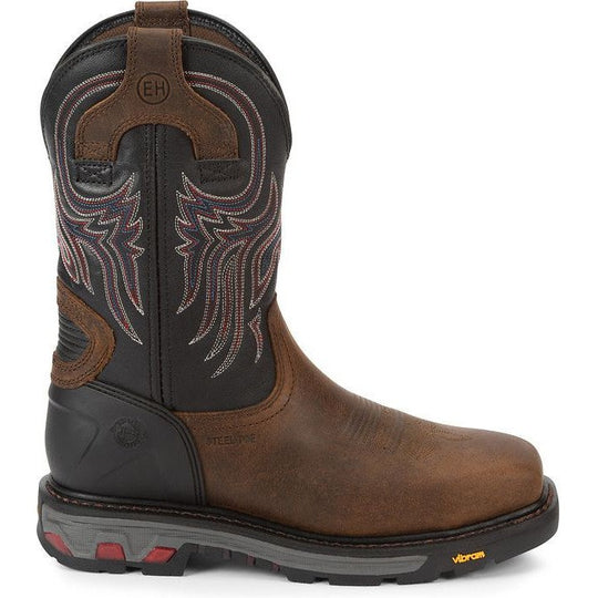 Justin Men's Tanker 11" Steel Toe Western Work Boot -Brown- WK2104 7.0 / Medium / Brown - Overlook Boots
