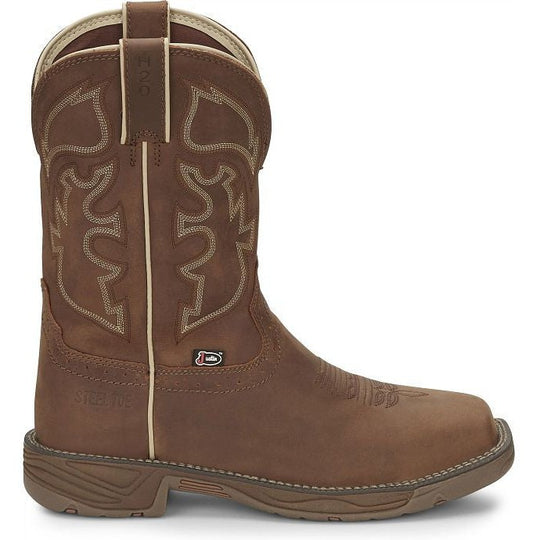 Justin Men's Rush 11" Steel Toe Western Work Boot -Tan- WK4331 7.0 / Medium / Tan - Overlook Boots