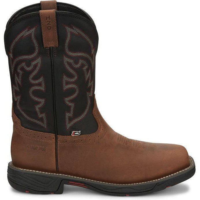 Justin Men's Rush 11" Comp Toe Western Work Boot -Tan- WK4337 8 / Medium / Tan - Overlook Boots