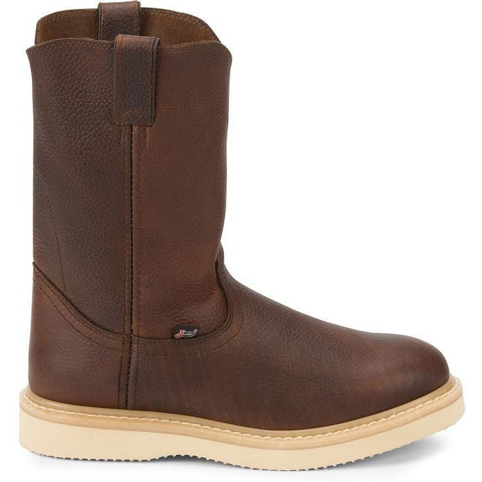 Justin Men's Axe 10" Soft Toe Wedge Western Work Boot -Brown- WK4908 8 / Medium / Brown - Overlook Boots