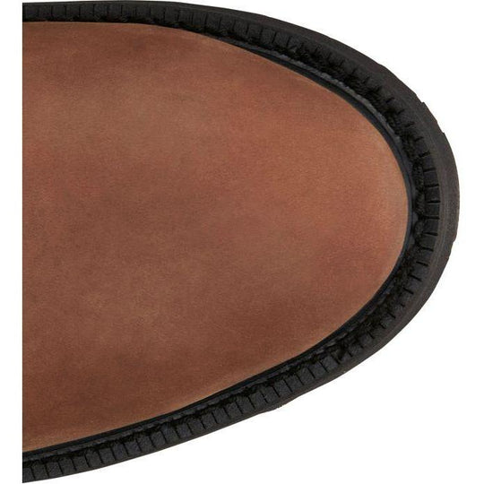 Justin Men's Round Up 10" Steel Toe Pull On Work Boot- Bark- OW4764 - Overlook Boots