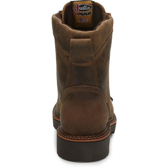 Justin Men's Blueprint 8" Lace Up USA Western Work Boot -Tan- 440  - Overlook Boots