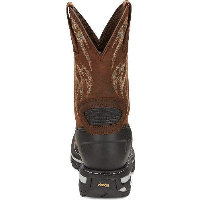 Justin Men's Frontline Hiviz 11" WP Nano Comp Toe Western Work Boot -Brown- CR2152  - Overlook Boots