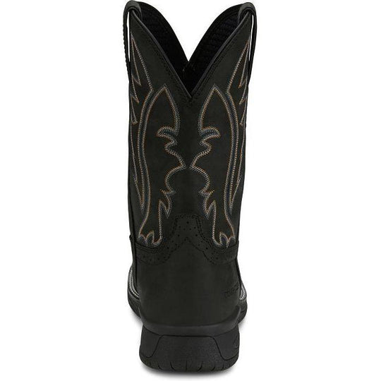 Justin Men's Nitread 11" Comp Toe Waterproof Pull On Work Boot- Black- CR3208 - Overlook Boots