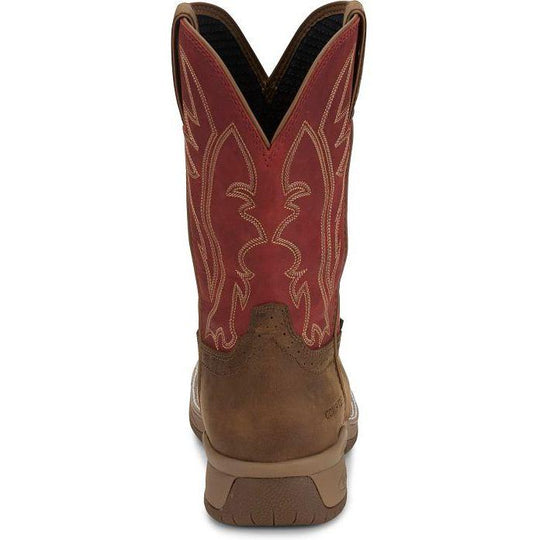 Justin Men's Nitread 11" Comp Toe Waterproof Pull On Work Boot- Brown- CR3209 - Overlook Boots