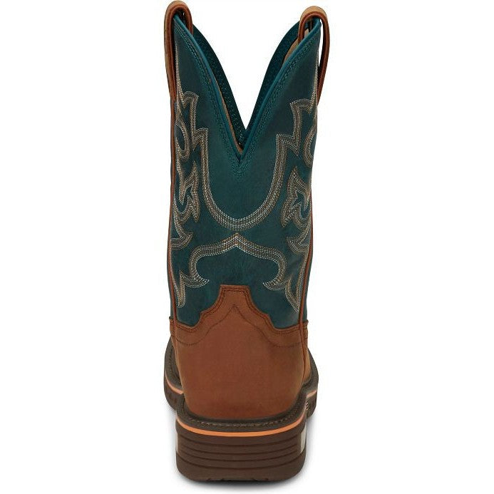 Justin Men's Resistor 11" Square Toe Western Work Boot -Blue- CR4009  - Overlook Boots