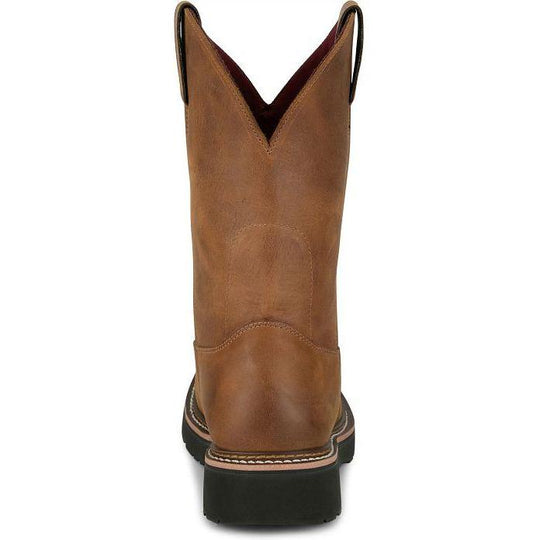 Justin Men's Ames 11" Soft Toe Waterproof Pull On Work Boot- Brown- HL4224 - Overlook Boots