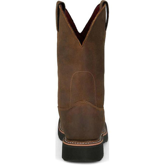Justin Men's Billings 11" Soft Toe Waterproof Pull On Work Boot- Brown- HL4234 - Overlook Boots