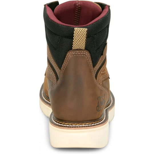 Justin Men's Bristol 6" Steel Toe Waterproof Slip Resist Work Boot- Brown- HW687 - Overlook Boots