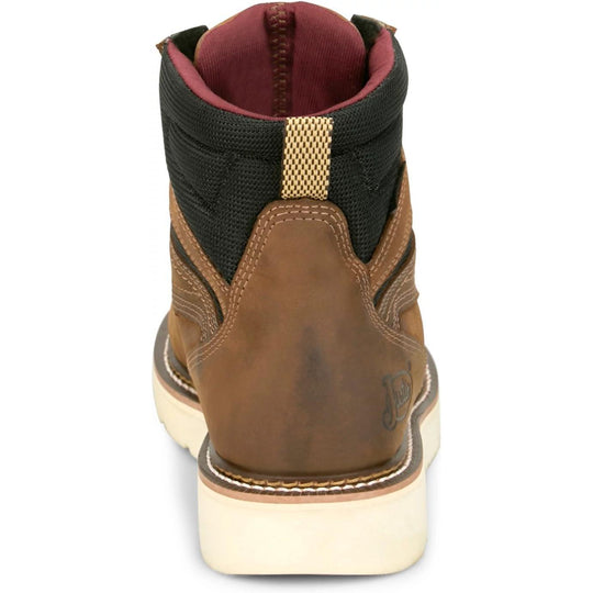 Justin Men's Garren 6" Steel Toe Waterproof Slip Resist Work Boot- Brown- HW689 - Overlook Boots