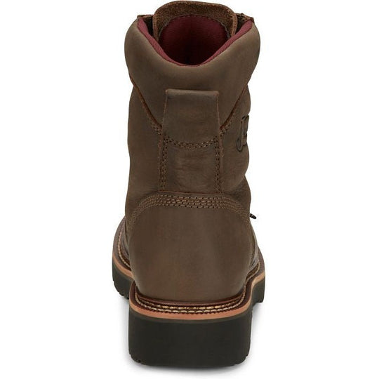 Justin Men's Rivot 8" Lace Up Western Work Boot -Brown- OW440 - Overlook Boots