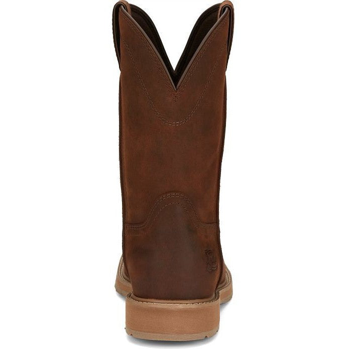 Justin Men's Buster 11" ST Pull On WesternvWork Boot -Brown- SE3100  - Overlook Boots