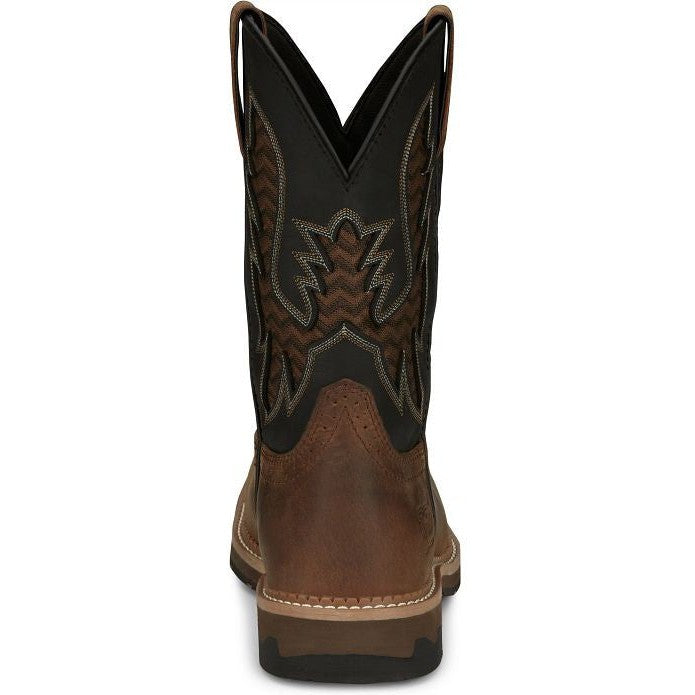 Justin Men's Bolt 11" Square Toe Western Work Boot - Brown - SE4112  - Overlook Boots