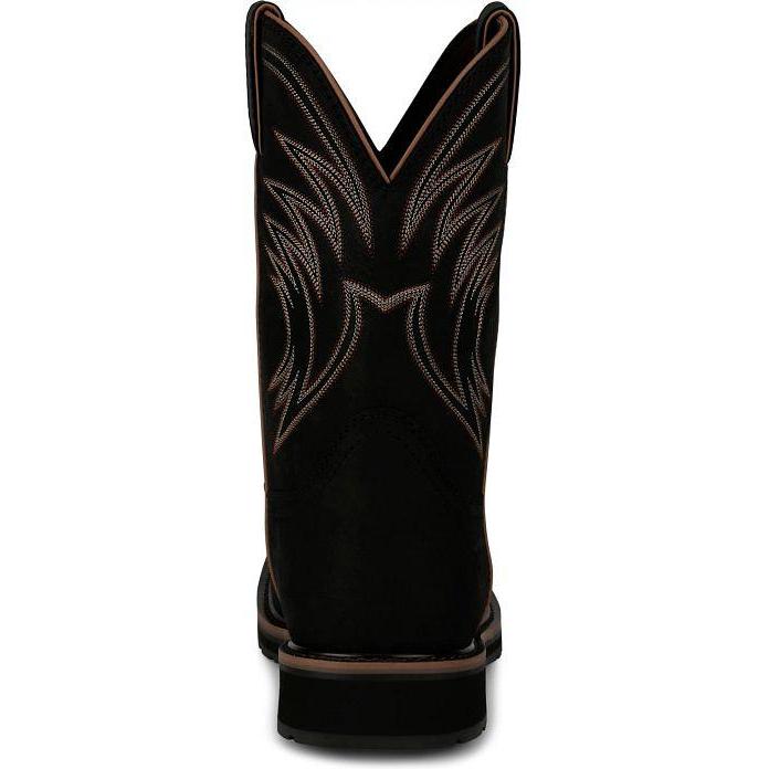 Justin Men's Widowmaker 11" Square Toe WP Western Work Boot- Black- SE4240 - Overlook Boots