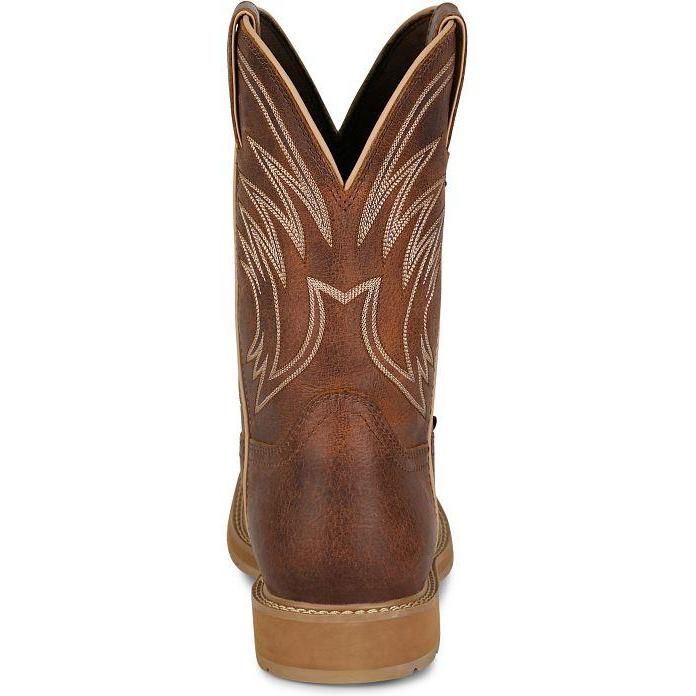 Justin Men's Daywork 11" Square Toe WP Western Work Boot- Pecan- SE4242 - Overlook Boots