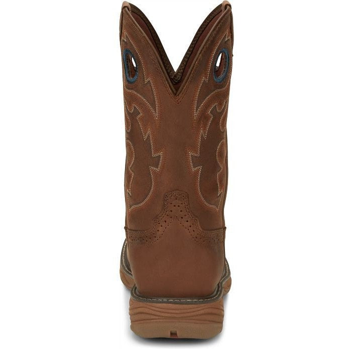 Justin Men's Rush 11" Round Toe WP Western Work Boot -Brown- SE4332  - Overlook Boots