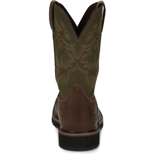 Justin Men's Driller 11" Square Toe Western Work Boot -Brown- SE4687  - Overlook Boots