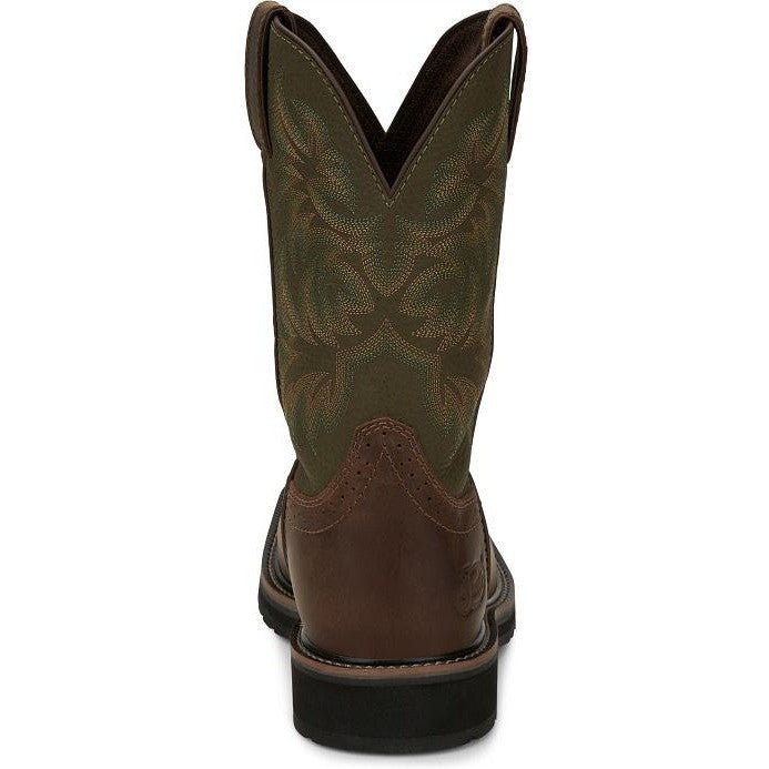 Justin Men's Driller 11" Square Toe Western Work Boot -Brown- SE4687  - Overlook Boots