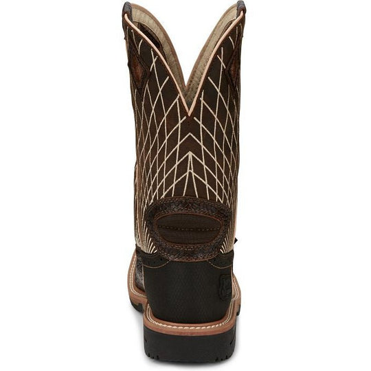 Justin Men's Derrickman 12" Composite Toe Western Work Boot -Brown- SE4833 - Overlook Boots