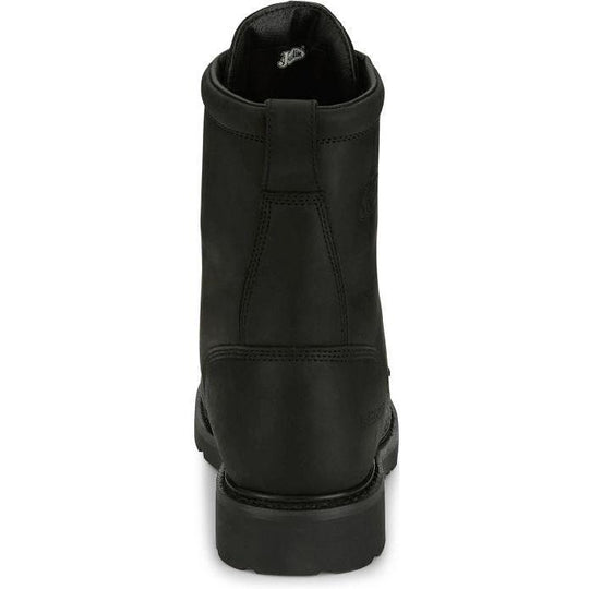 Justin Men's Truckton 8" Steel Toe Waterproof Lace Up Work Boot- Black- SE636 - Overlook Boots