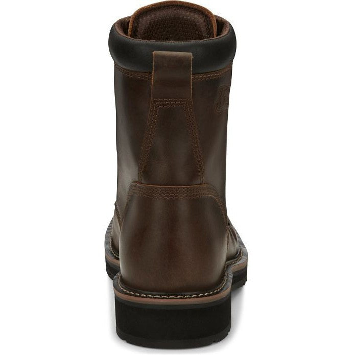 Justin Men's Pulley 8" Steel Toe Lace Up Western Work Boot -Brown- SE682  - Overlook Boots