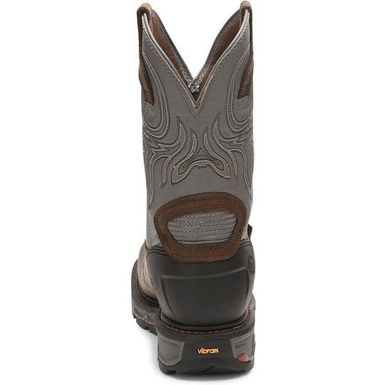 Justin Men's Tanker 11" Steel Toe Western Work Boot -Brown- WK2102  - Overlook Boots