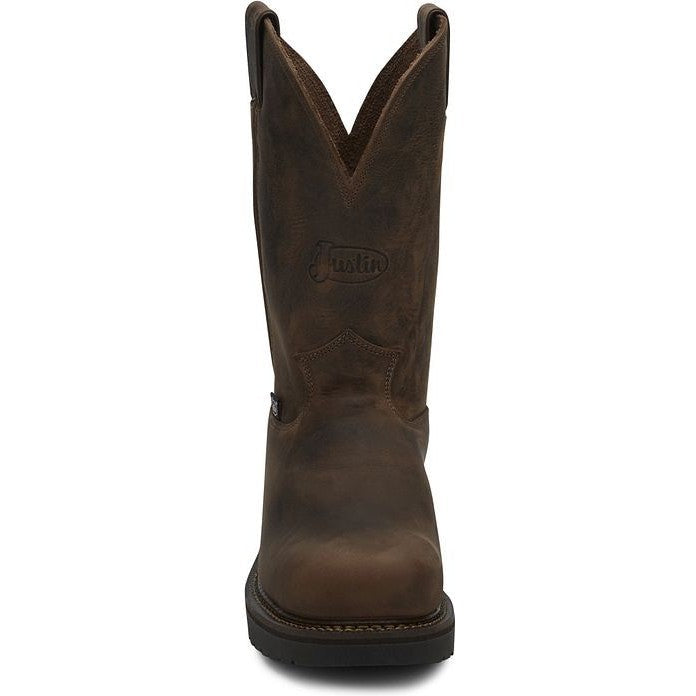 Justin Men's Balusters 11" Steel Toe Western USA Made Work Boot -Brown- 4445 - Overlook Boots