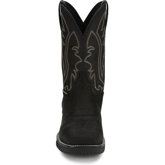 Justin Men's Nitread 11" Comp Toe Waterproof Pull On Work Boot- Black- CR3208 - Overlook Boots