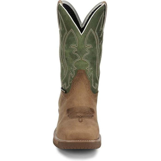 Justin Men's Nitread 11" Comp Toe Waterproof Pull On Work Boot- Brown- CR3210 - Overlook Boots