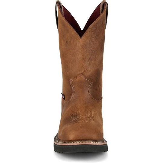 Justin Men's Ames 11" Steel Toe Waterproof Slip Resist Work Boot- Brown- HL4225 - Overlook Boots