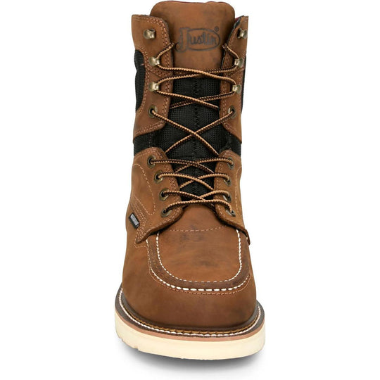Justin Men's Harrold 8" Steel Toe Western Work Boot- Brown- HW695 - Overlook Boots