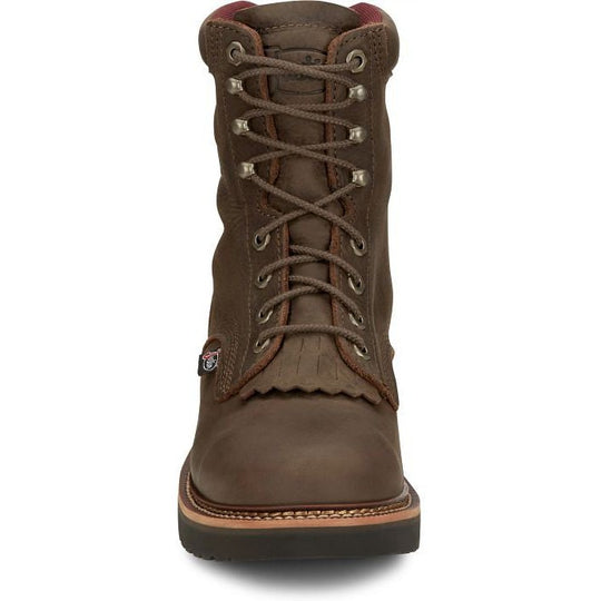 Justin Men's Rivot 8" Lace Up Western Work Boot -Brown- OW440 - Overlook Boots