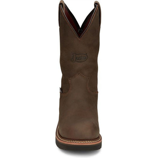 Justin Men's Carbide 11" Waterproof Steel Toe Slip Resistant Western Work Boot - Hickory Brown - OW4458 - Overlook Boots