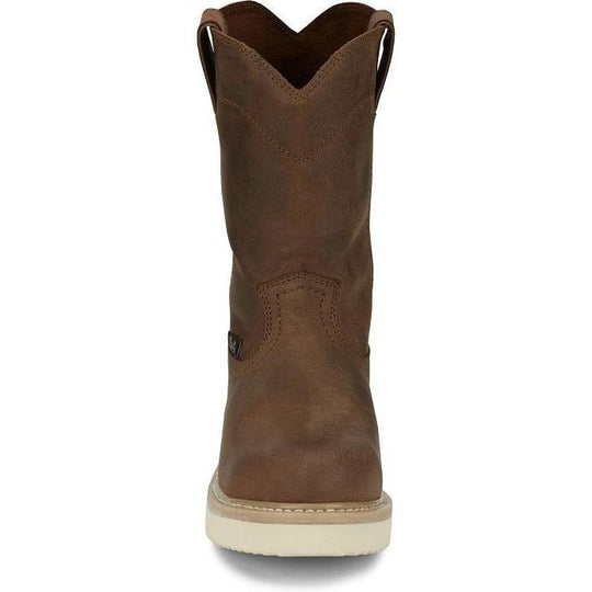 Justin Men's Ram 10" Steel Toe Slip Resist Lace Up Work Boot- Brown- OW4711 - Overlook Boots