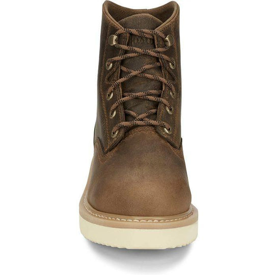 Justin Men's Maxwell 6" Steel Toe Lace Up Work Boot- Tan- OW709 - Overlook Boots