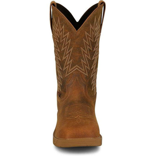 Justin Men's Blinder 11" Steel Toe WP Western Work Boot- Brown- PD4069 - Overlook Boots