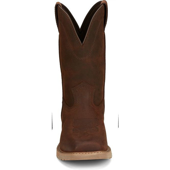 Justin Men's Buster 11" ST Pull On WesternvWork Boot -Brown- SE3100  - Overlook Boots