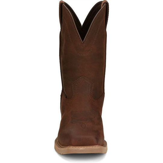 Justin Men's Buster 11" Steel Waterproof Western Work Boot -Brown- SE3101 - Overlook Boots