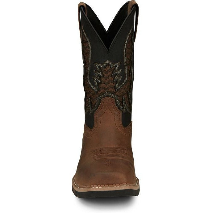 Justin Men's Bolt 11" Square Toe Western Work Boot - Brown - SE4112  - Overlook Boots