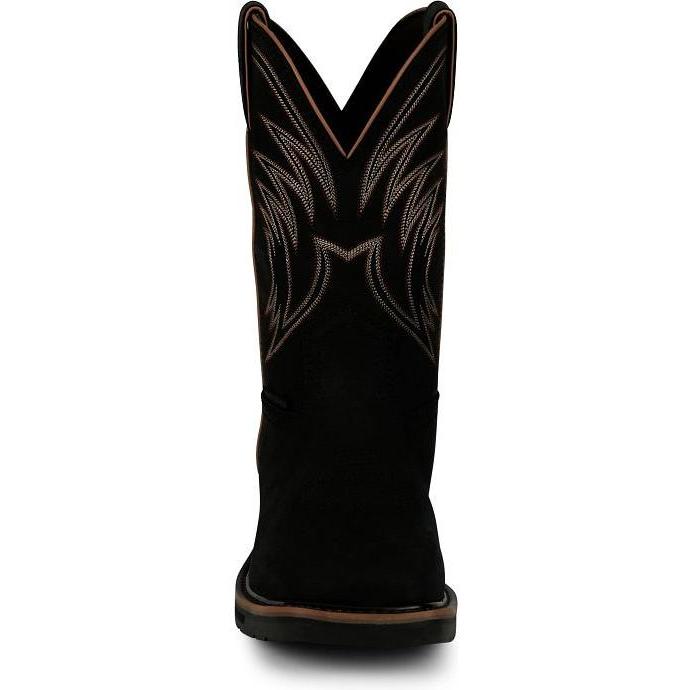 Justin Men's Widowmaker 11" Square Toe WP Western Work Boot- Black- SE4240 - Overlook Boots