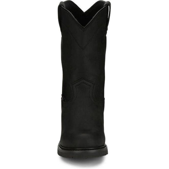 Justin Men's Dorsal 11" Round Toe Waterproof Pull On Work Boot- Black- SE4637 - Overlook Boots