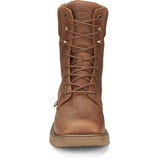 Justin Men's Rush 8" Waterproof Lace Up Western Work Boot -Brown- SE467 - Overlook Boots