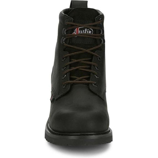 Justin Men's Dayworker 6" Steel Toe Waterproof Lace Up Work Boot- Black- SE635 - Overlook Boots