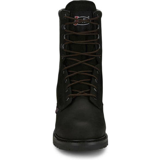 Justin Men's Truckton 8" Steel Toe Waterproof Lace Up Work Boot- Black- SE636 - Overlook Boots